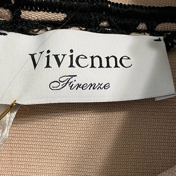 NWT Vivianne Firenze black bodycon dress crochet overlay and nude lining Sz M - Picture 10 of 16